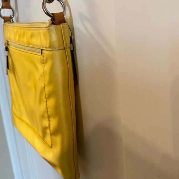 Coach Hampton Weekend Swing Crossbody Purse in Sunny Yellow Satin Fabric - Picture 8 of 14